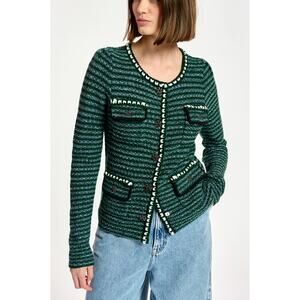 Green Striped Women's Blazer